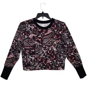 Joie Caleigh Sweatshirt Floral Paisley Print Size S Crewneck Cropped Boxy Purple
